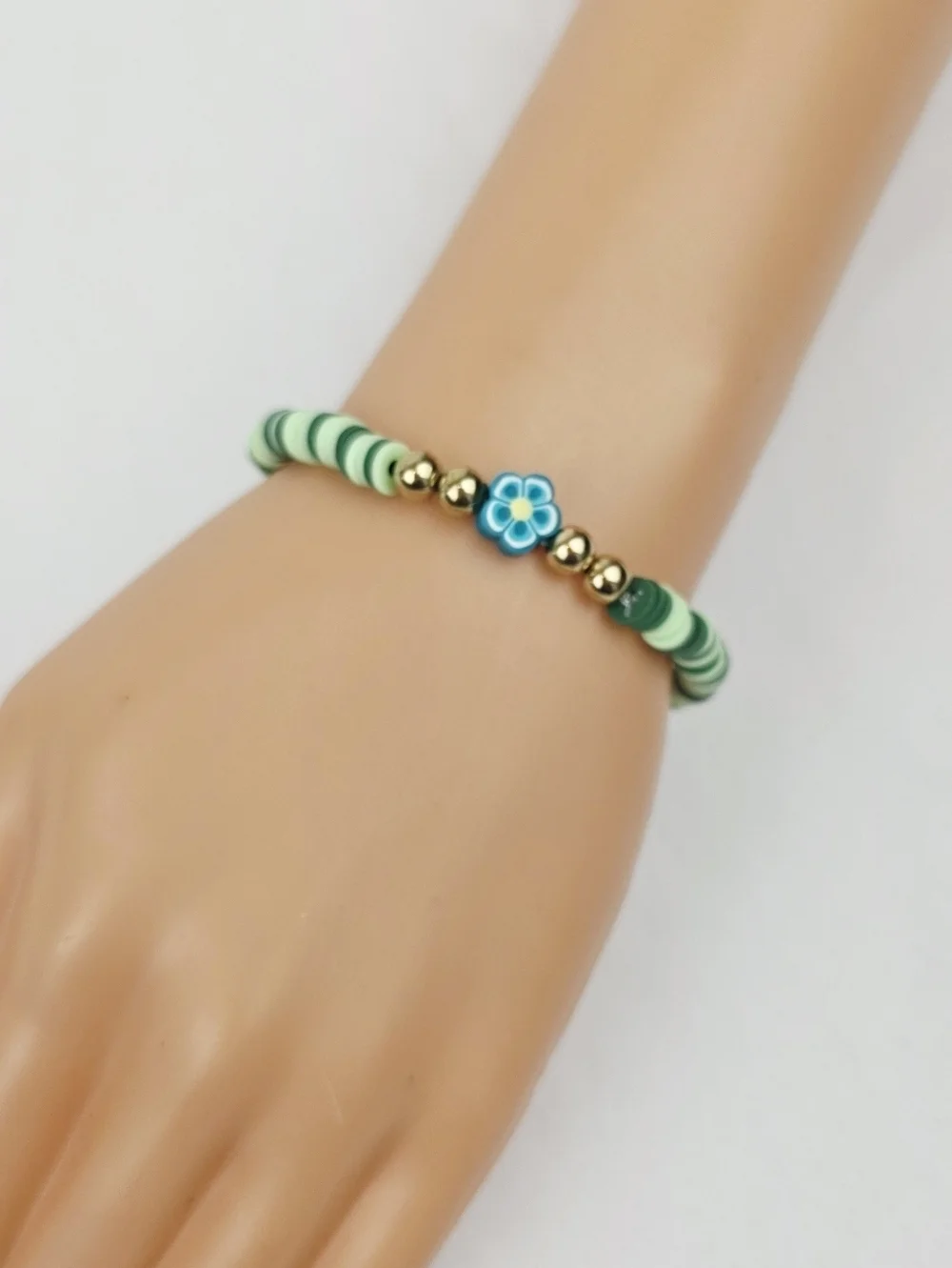 Handmade Clay Bead Flower  Bracelet